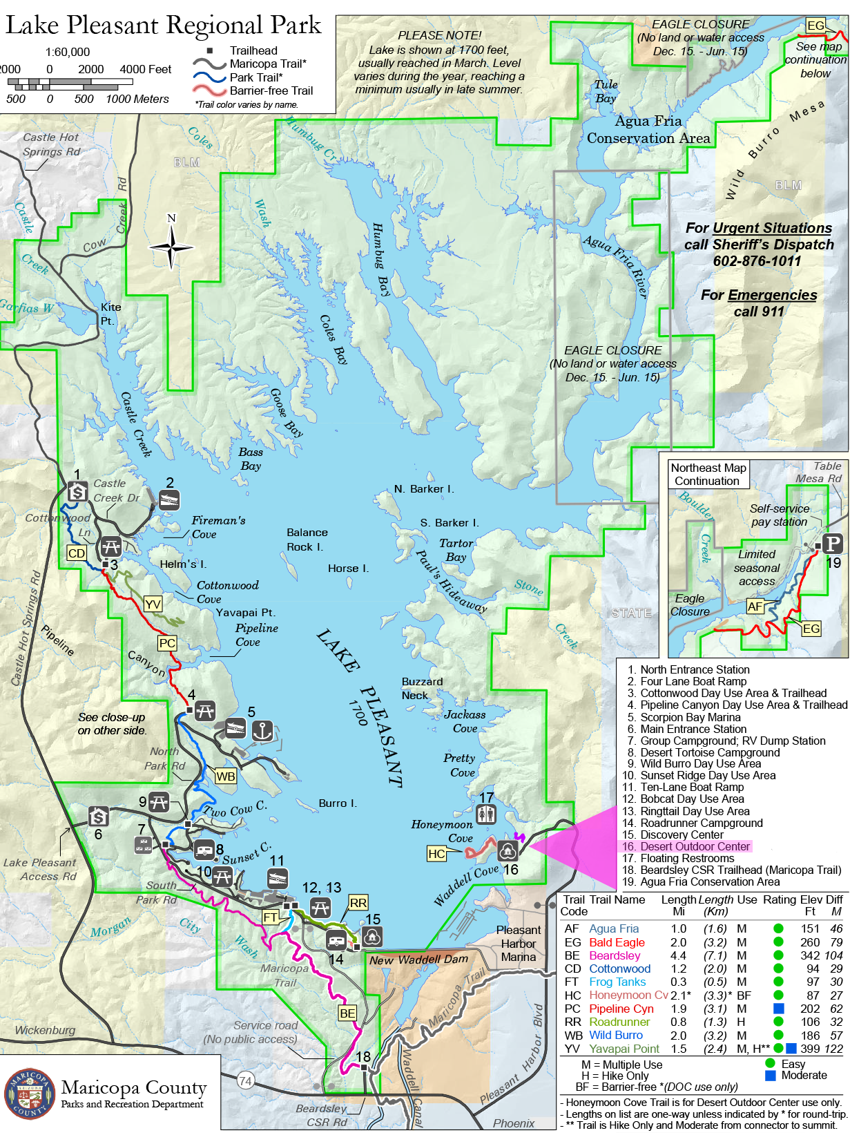 Lake Pleasant map with DOC highlighted